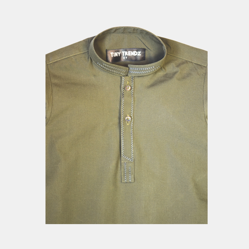 Khaki Green Boys' Kurta