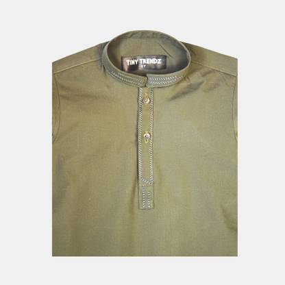 Khaki Green Boys' Kurta