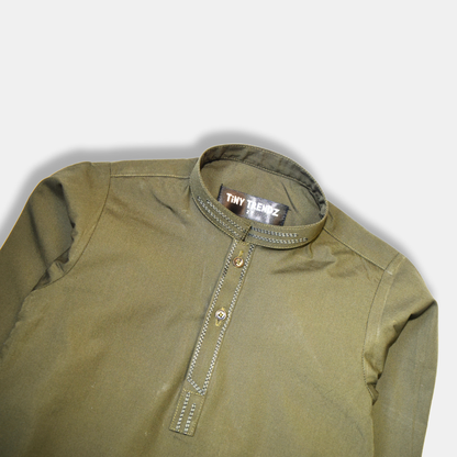 Khaki Green Boys' Kurta