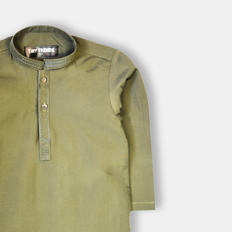 Khaki Green Boys' Kurta