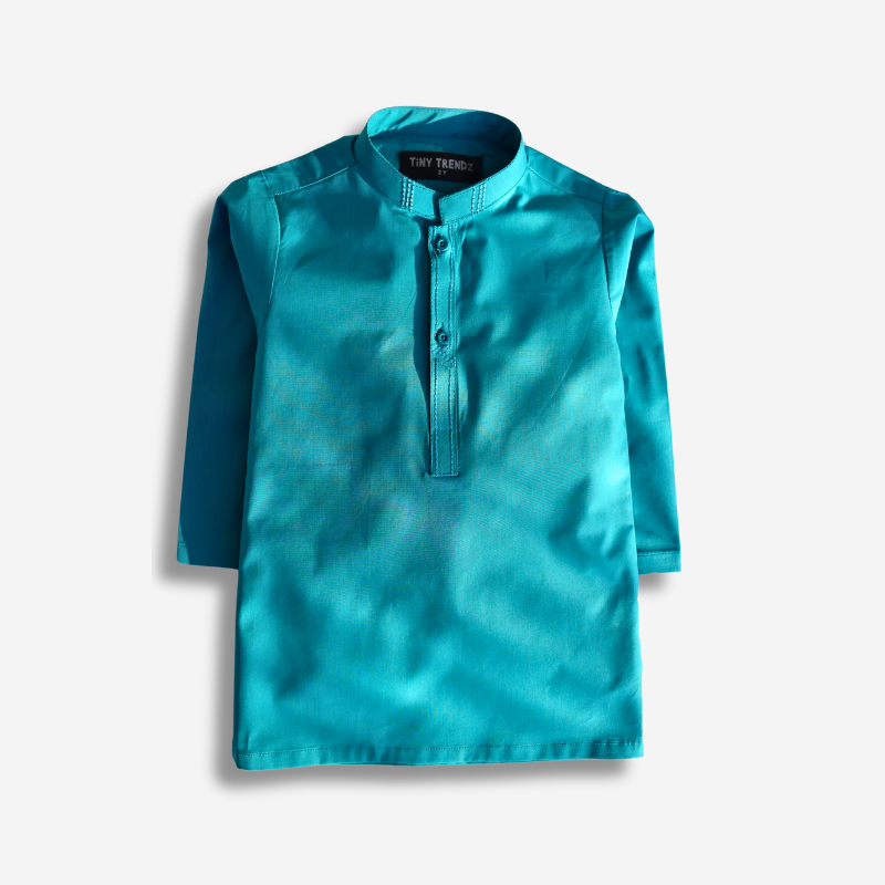 Teal Grace collar Cotton Kurta