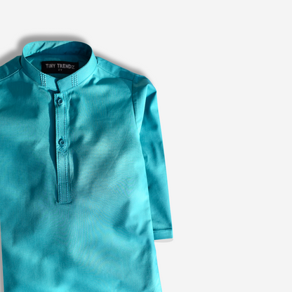 Teal Grace collar Cotton Kurta