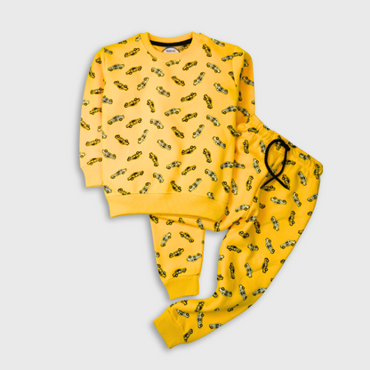 Bright Yellow Cars Fleece Set