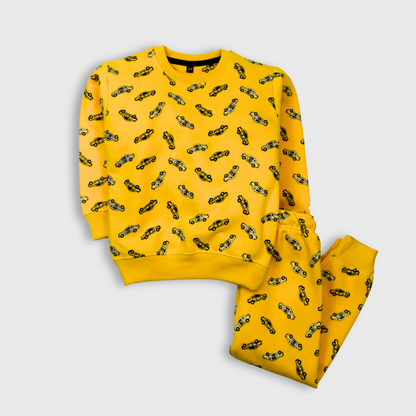 Bright Yellow Cars Fleece Set