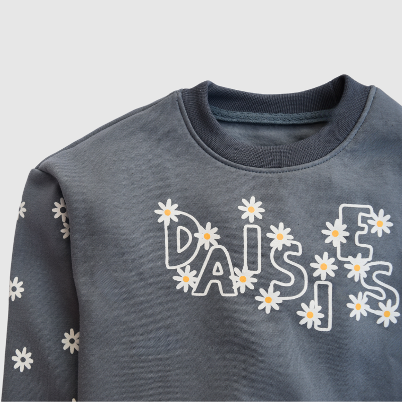 Grey Daisies Fleece Pajama Set