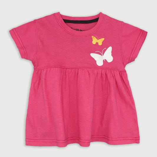 Girls Butterfly Top (Shocking pink)